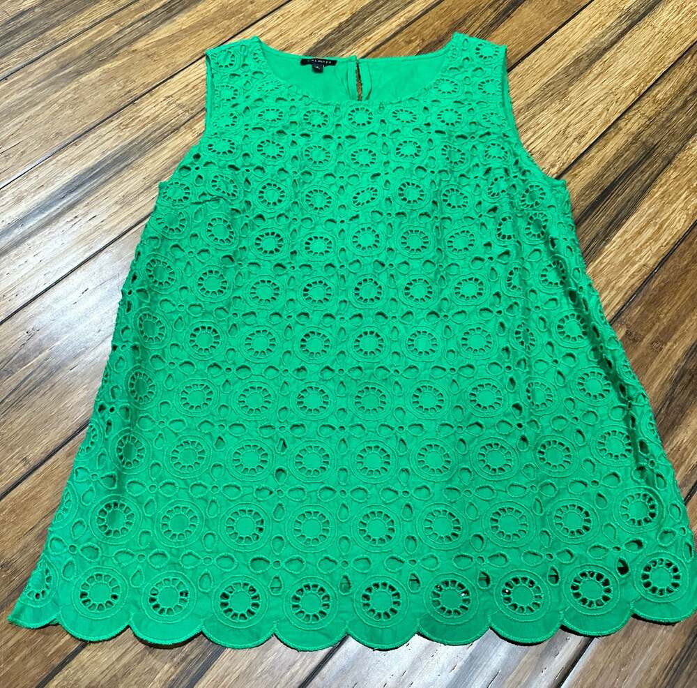 Talbots Green Eyelet Sleeveless Shell Top Size 2